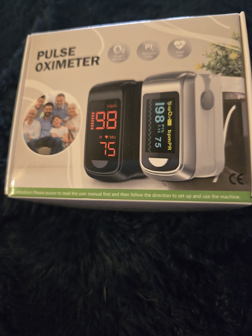 Pulse Oximeter Fingertip Monitor - Black and Silver